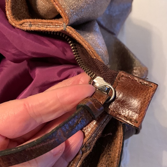 TANO anthropologie brown and Metallic vegan leather bag extra large - Picture 9 of 13